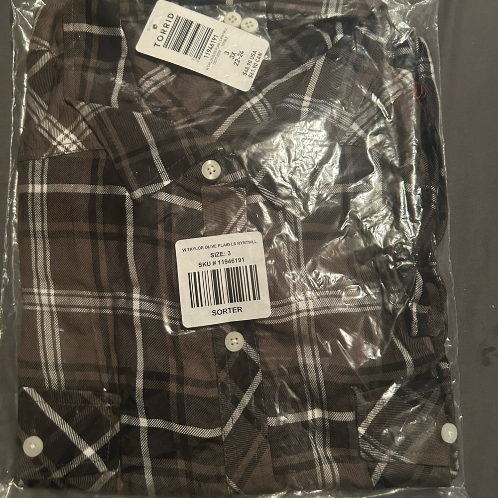 Torrid Women's Dark Plaid Button Down Shirt